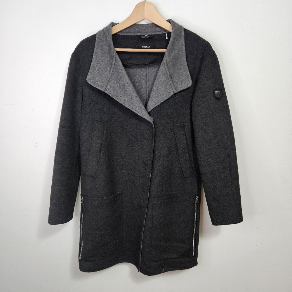RUDSAK Adaline Wool Coat Sz XS Overcoat Charcoal Grey Minimalist